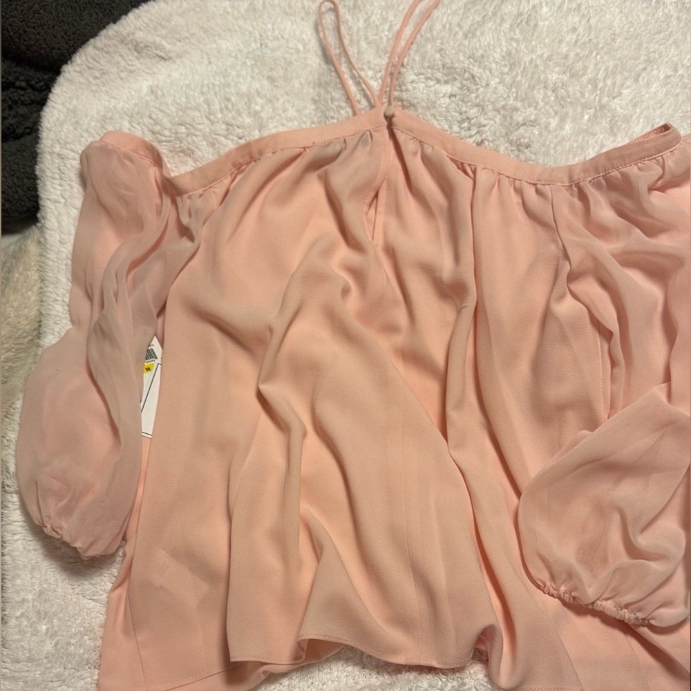 🤩HP🤩NWT LAST DAY to buy 1.STATE Blush Pink halter off shoulder blouse - sz M - Picture 6 of 9